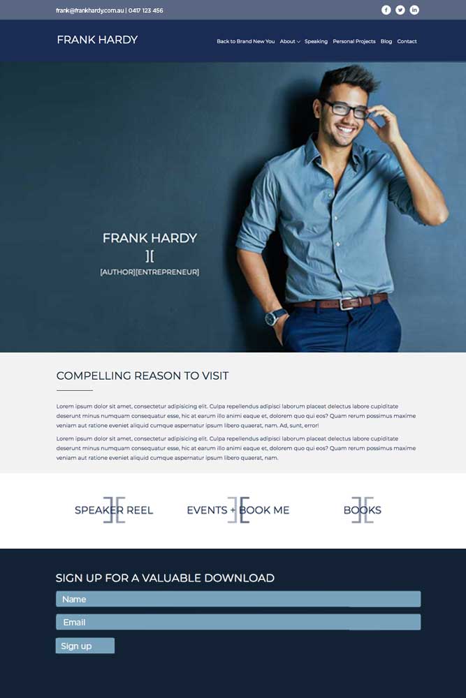 Frank Hardy Personal Brand website